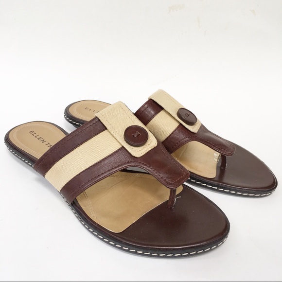Ellen Tracy Shoes - Ellen Tracy ‘Selena’ Leather Sandals w/Button 8.5M